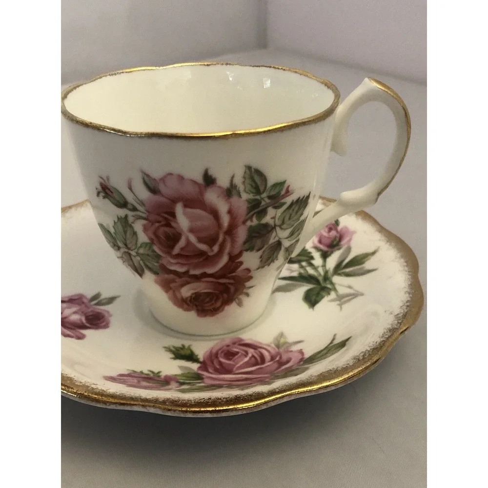 Royal Standard England Orleans Rose‎ Fine Bone China Saucer & Jason Tea Cup Gold